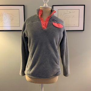 Girls gray with coral trim Patagonia Fleece